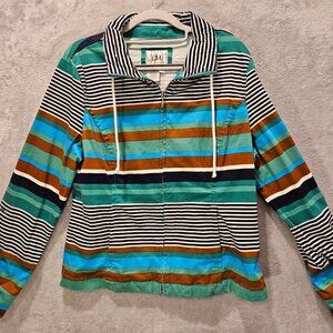 LAL cotton jacket Womens L Colorful beachy boho zip fun festive Colorful hippie